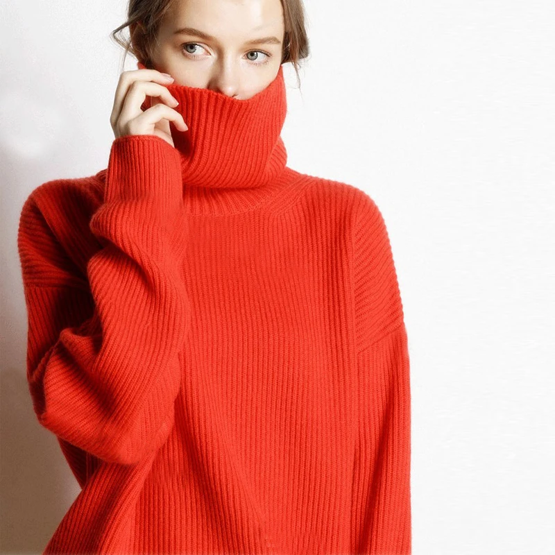 DY Wool Women's Sweater Autumn Winter Warm Turtlenecks Casual Loose Oversized Lady Sweaters Knitted Pullover Top Pull Femme - Image 3