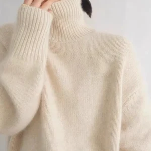 2024 Autumn and Winter New Thick Cashmere Sweater Women High Neck Pullover Sweater Warm Loose Knitted Base Sweater Jacket Tops
